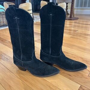 Vintage Nocona Black Suede Cowboy Boots | Women’s Size 7B | Made in USA Western